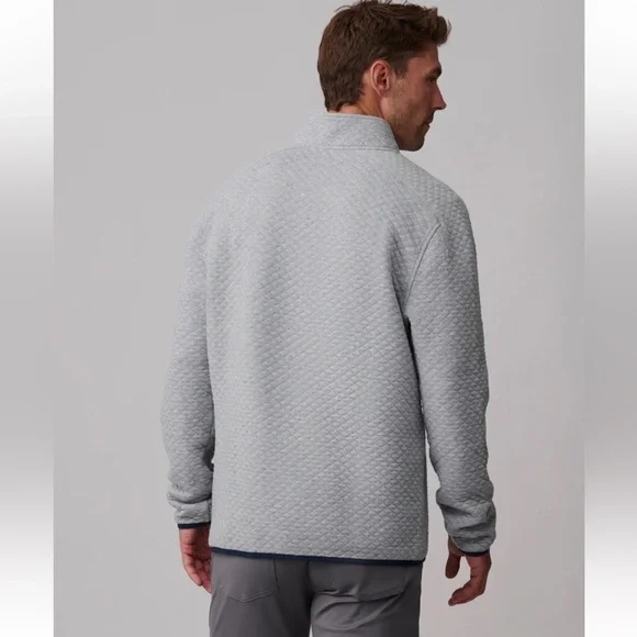 RHONE Gramercy Gray 1/4 Placket Pullover Sz 2XL Sweater Quilted Preppy Classic - Picture 3 of 16